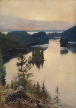 Edelfelt, Coucher de soleil sur les collines de Kaukola, 1889-1890, Ateneum, Helsinki