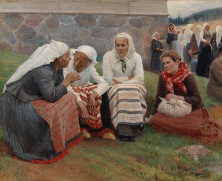 Albert Edelfelt, Femmes devant l’église à Ruokolahti, 1887,