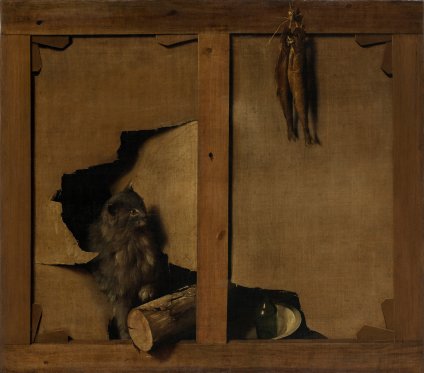 Louis-Léopold Boilly (1761-1845)Le Chat gourmand crevant la toile pour manger des harengs, vers 1800-1805