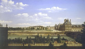 Etienne Bouhot : "Le jardin et le palais des Tuileries vus du Quai d'Orsay"