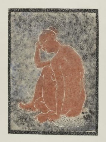 Pan Yuliang, « Femme nue assise sur un coussin », 1952