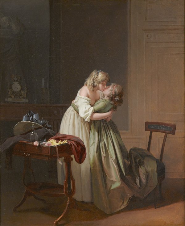 Louis-Léopold Boilly (1761-1845) Deux jeunes amies qui s’embrassent, vers 1789-1793