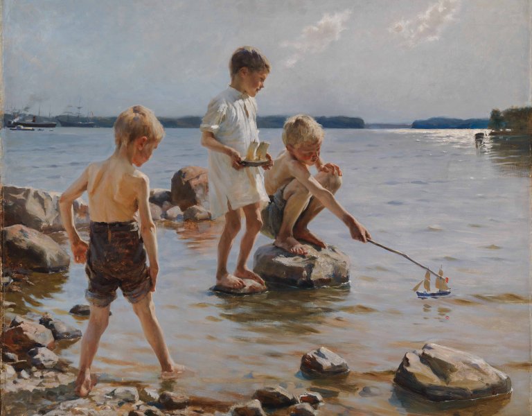 Albert Edelfelt, Jeunes garçons jouant sur la plage